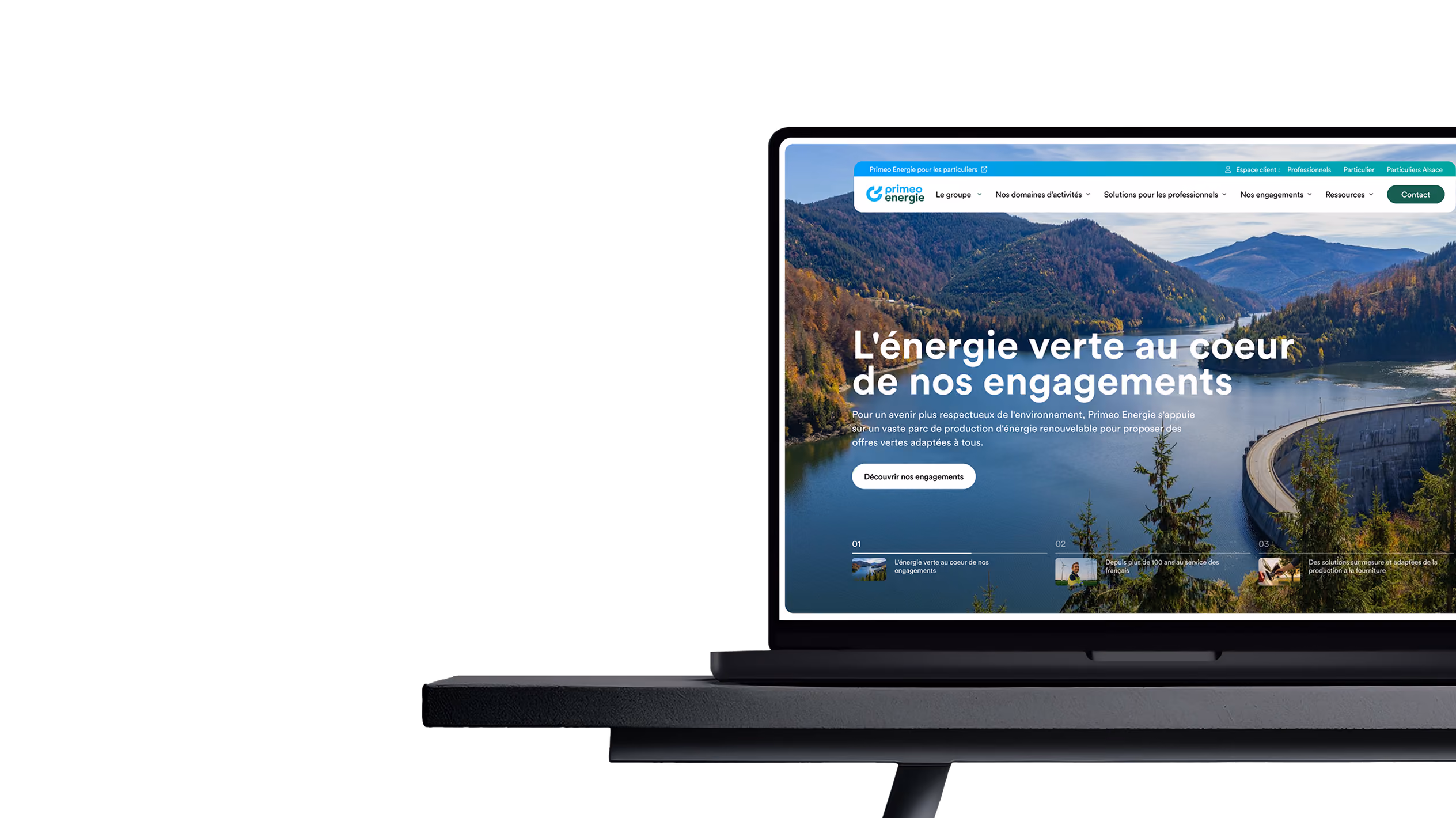 Site Primeo Energie sur ordinateur