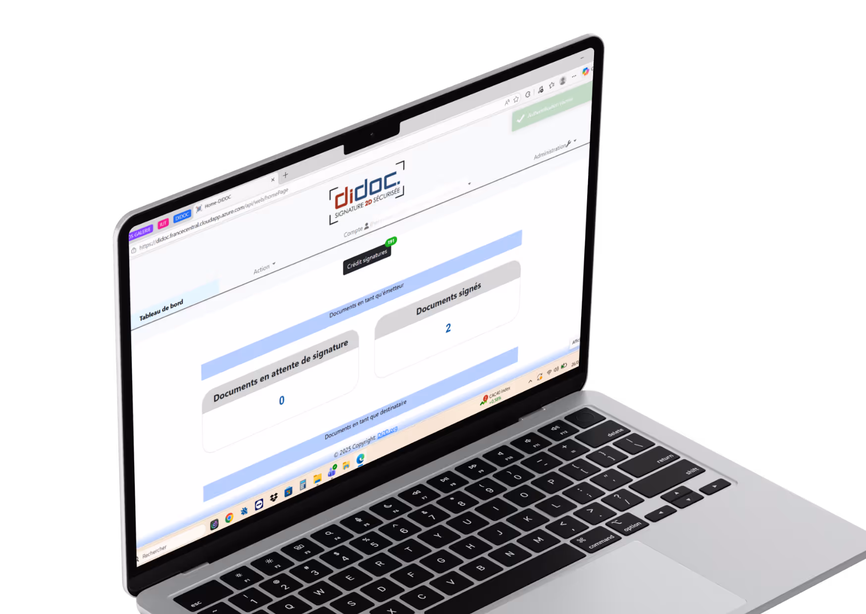 Illustration de l’application web Didoc permettant de signer et gérer les documents en ligne