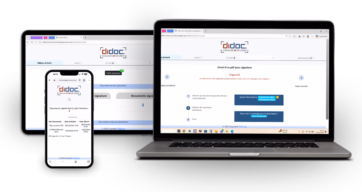 Vérification de document signé via QR code sur mobile et ordinateur avec Didoc sans compte