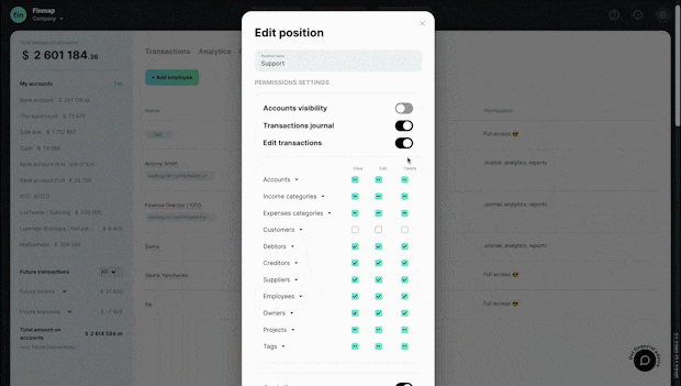 Position Settings in Finmap