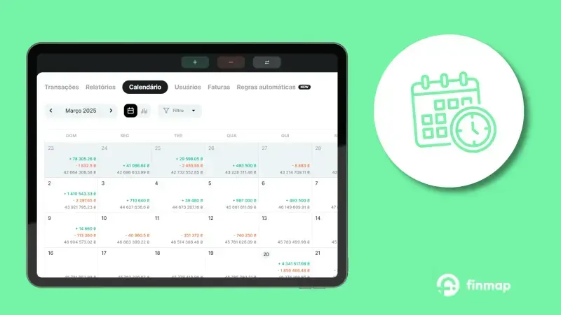 Calendário de pagamentos no Finmap