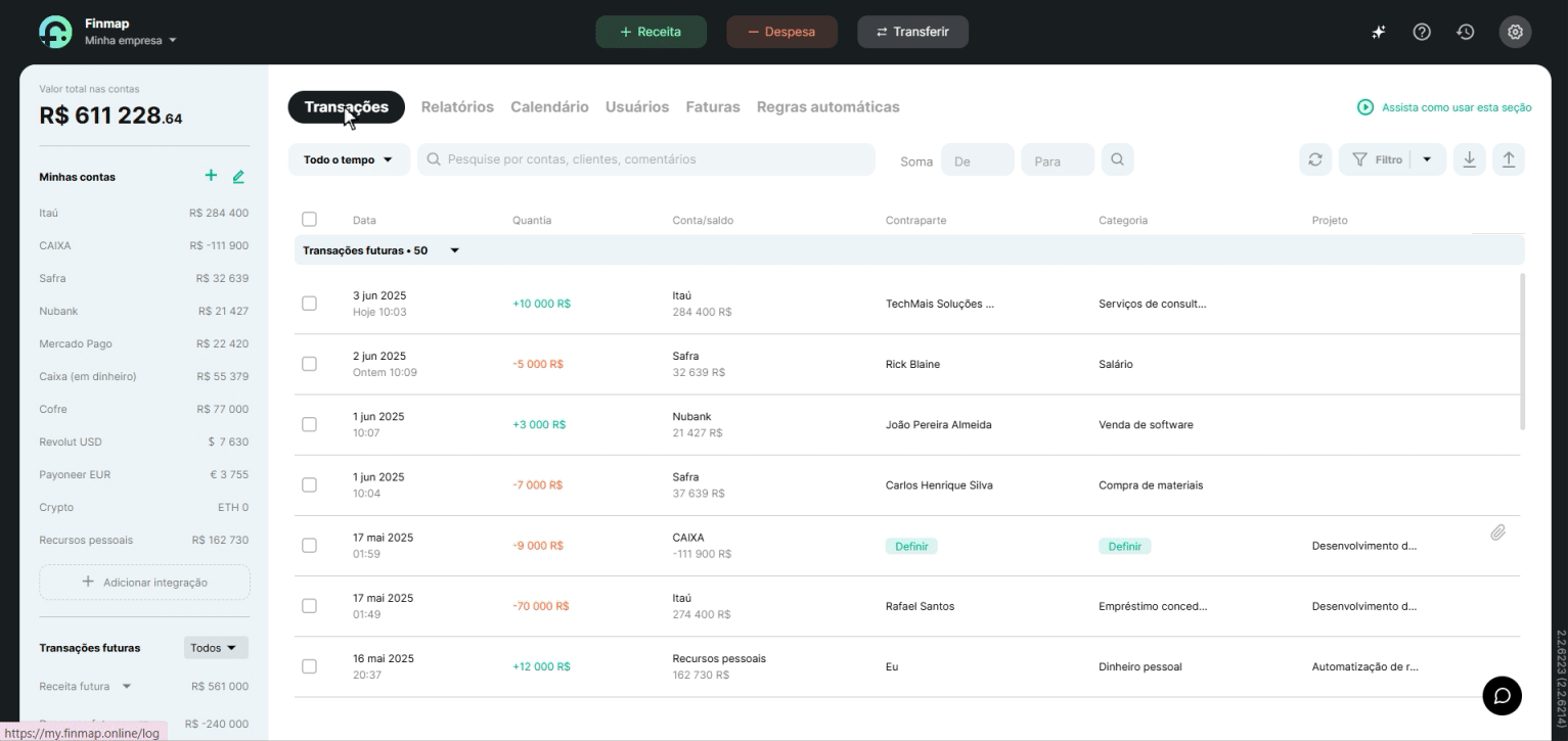 Main sections in Finmap