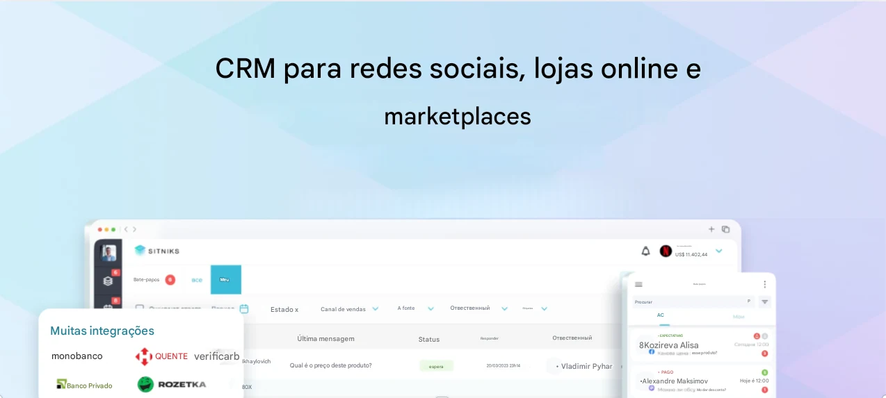 Trecho do site do SITNIKS CRM
