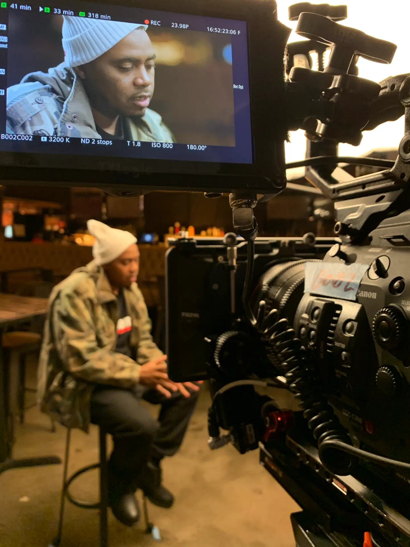 Interview filming setup in studio