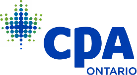 CPA Ontario logo with a stylized maple leaf made of green and blue dots and blue text.