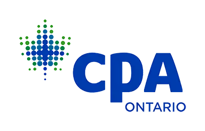 CPA Ontario logo with a stylized maple leaf made of green and blue dots and blue text.