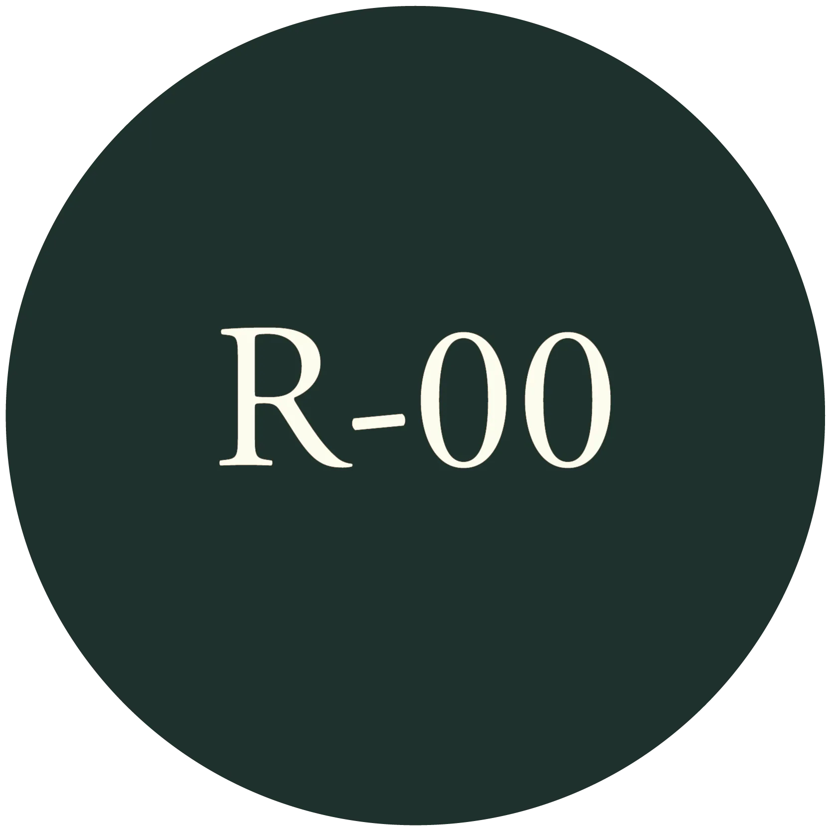 White text 'R-00' on a dark circular background.
