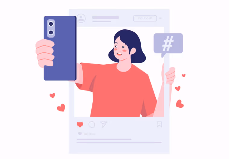 Illustration of person posting on social medai