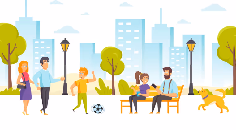 illustration of people in a public park