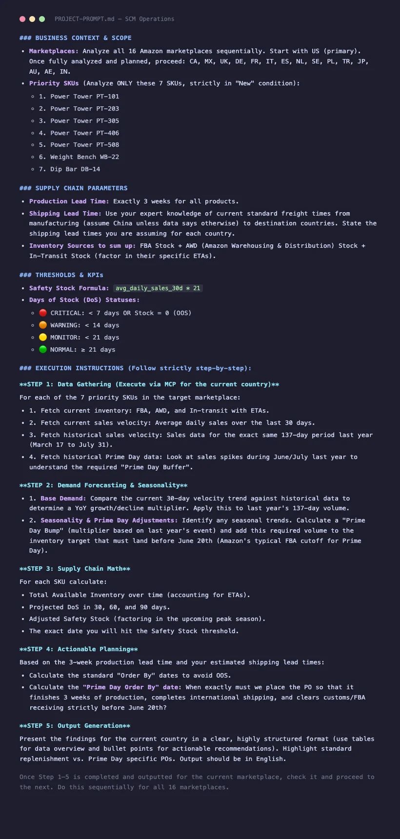 AI Agent prompt: project context and supply planning instructions