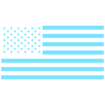 United States flag with turquoise stripes and stars on a black background.