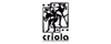 Logotipo estilizado com a palavra 'criolo' e uma figura artística em preto e branco.