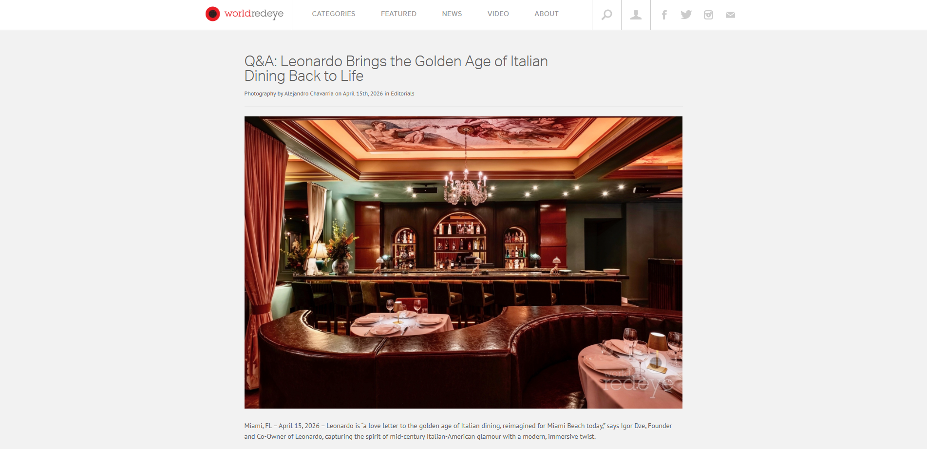 Q&A: Leonardo Brings the Golden Age of Italian Dining Back to Life