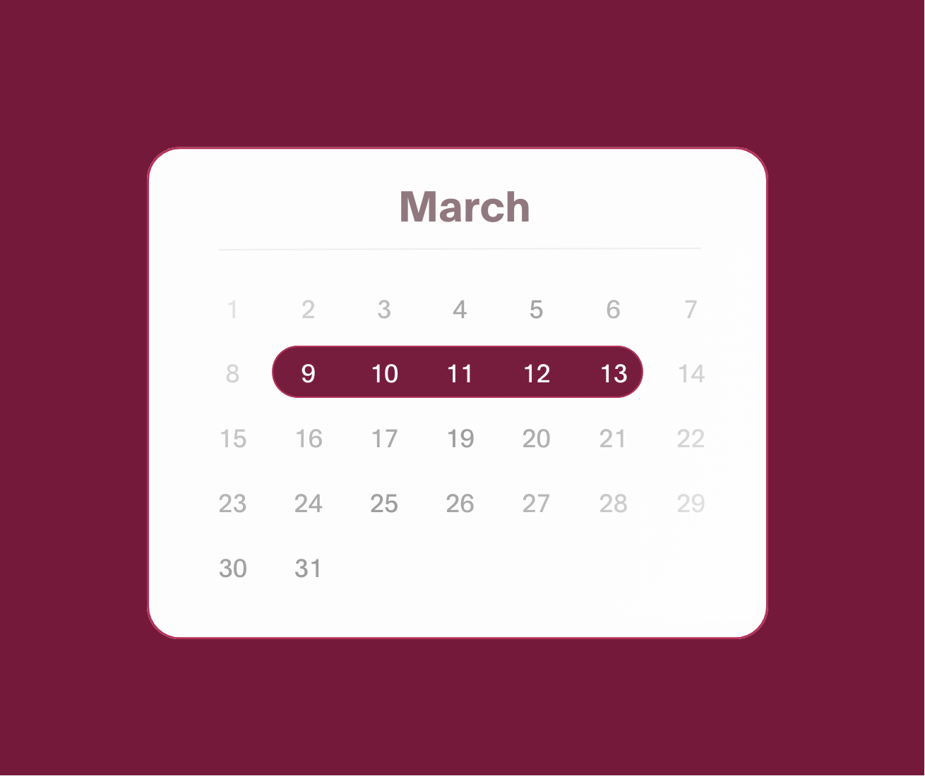 Graphic showing a date range on a calendar