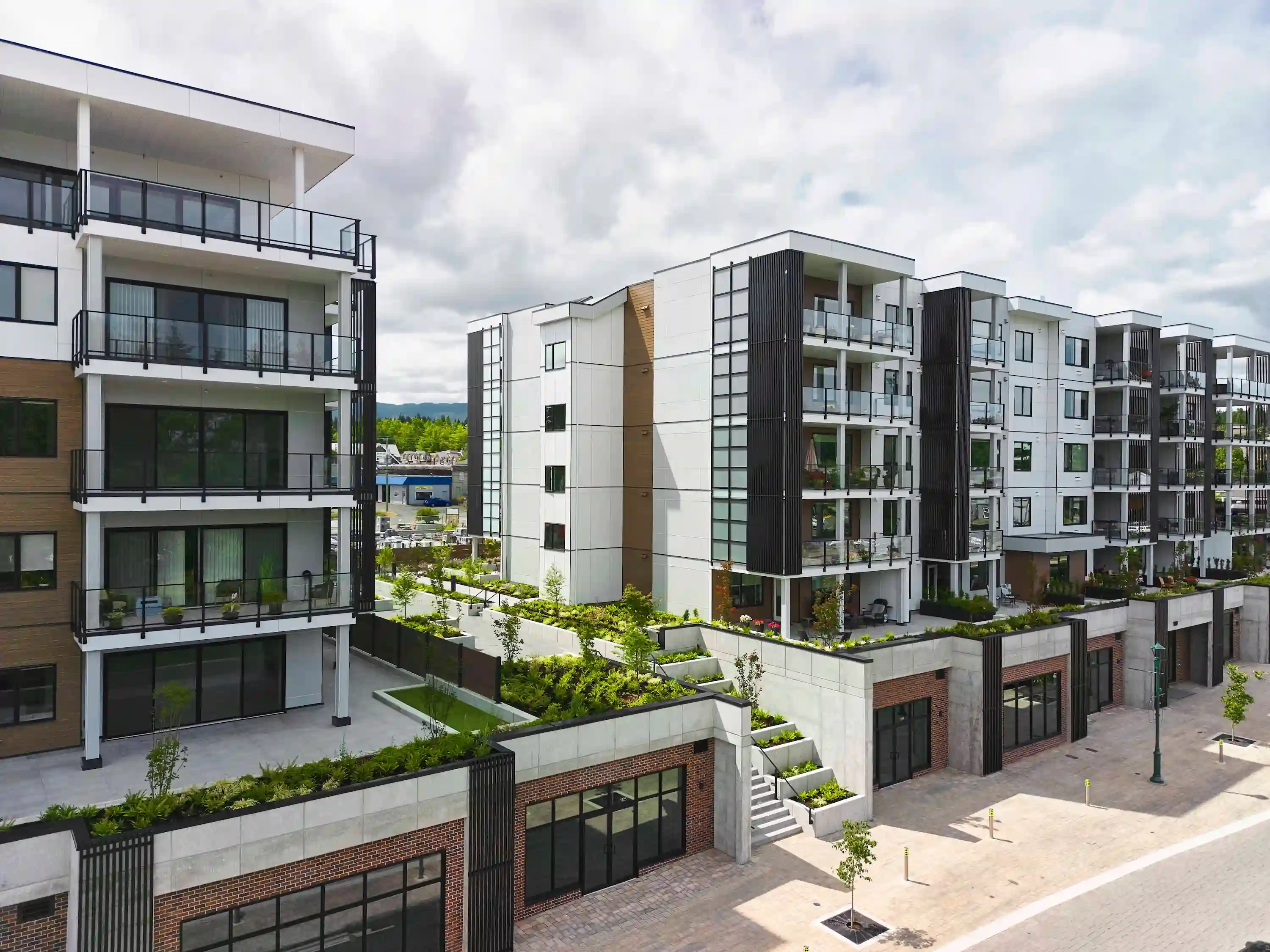 Side aerial view of East Village Condos