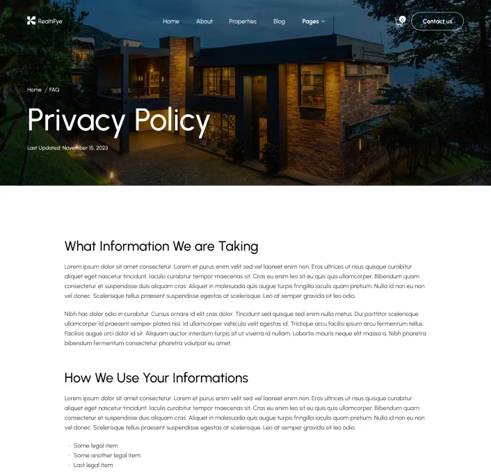 Coverpage page screenshot