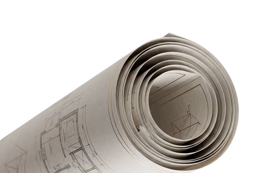 Rolled architectural blueprints representing The Bullion Blueprint guide