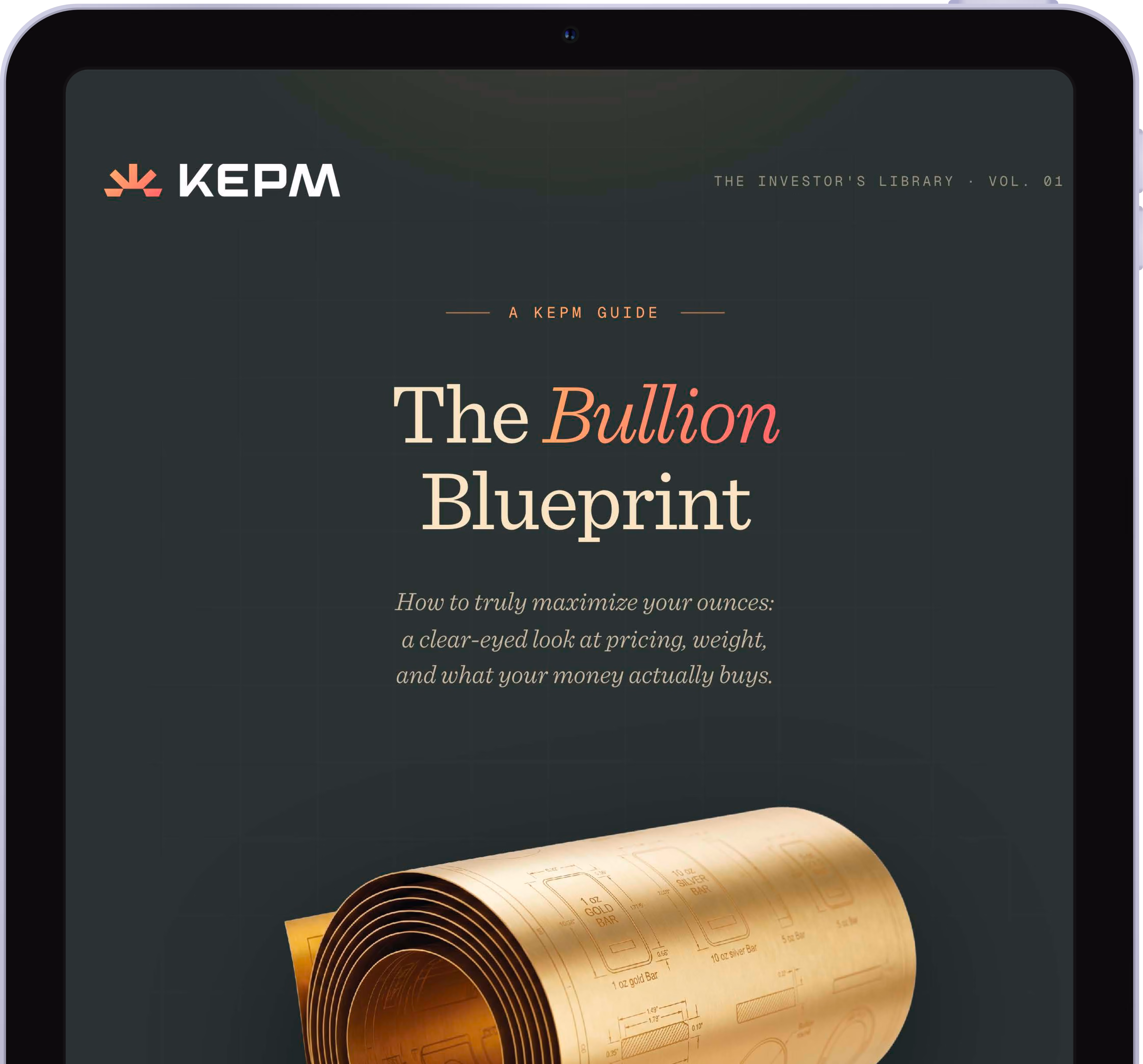 The Bullion Blueprint ebook shown on a tablet