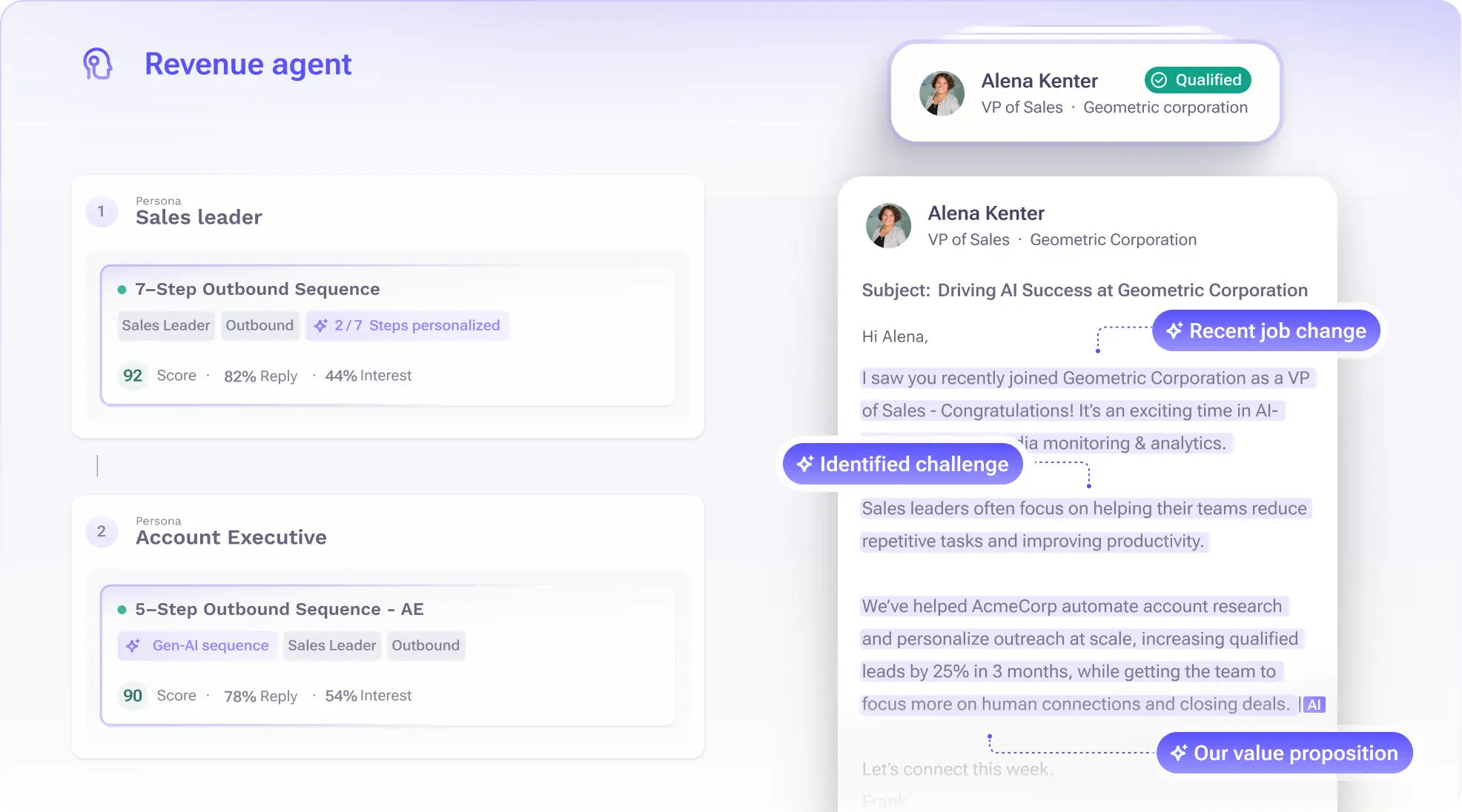 Outreach AI Revenue Agent product preview