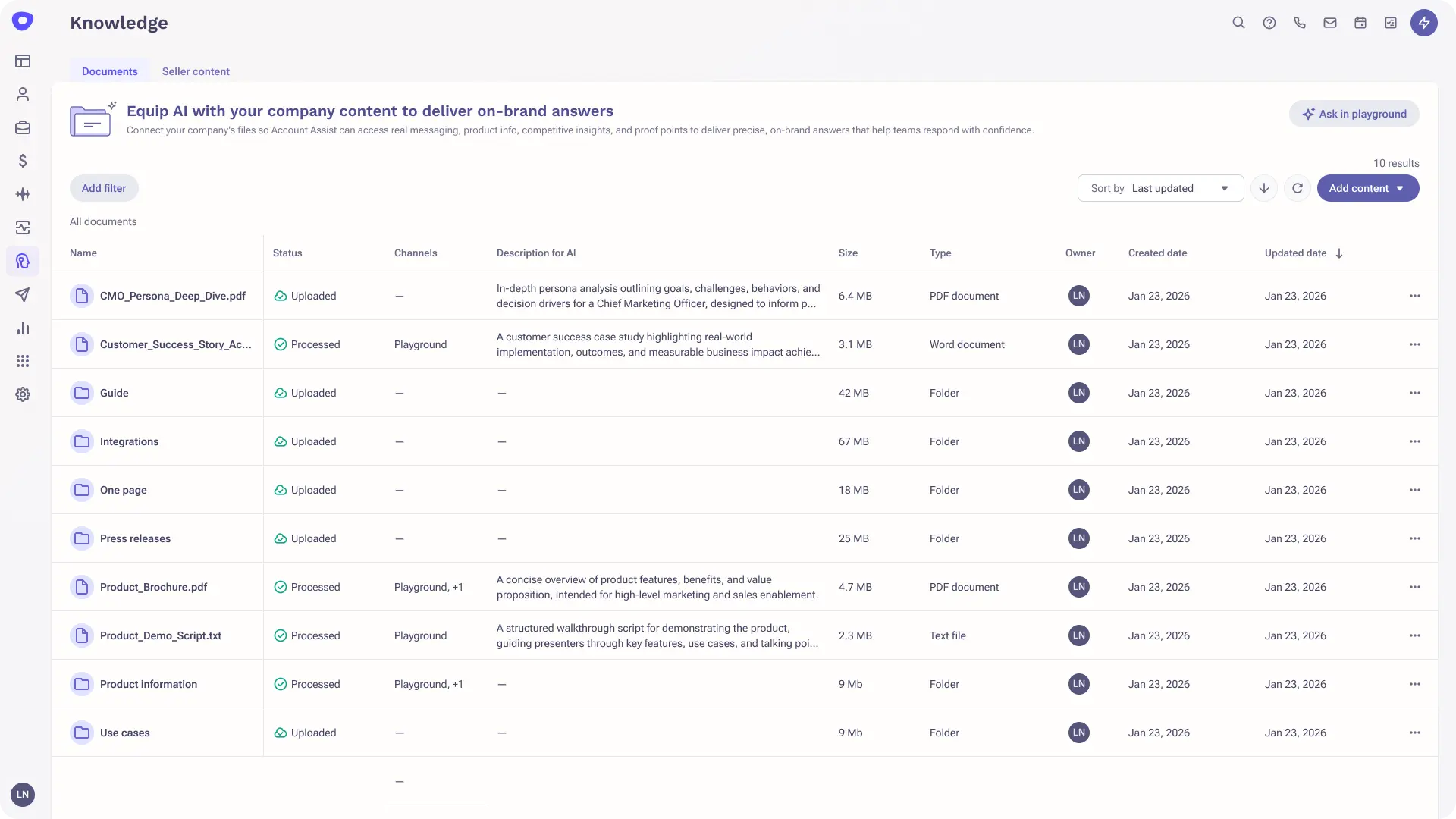Equip Outreach AI with your company content to deliver on-brand answers