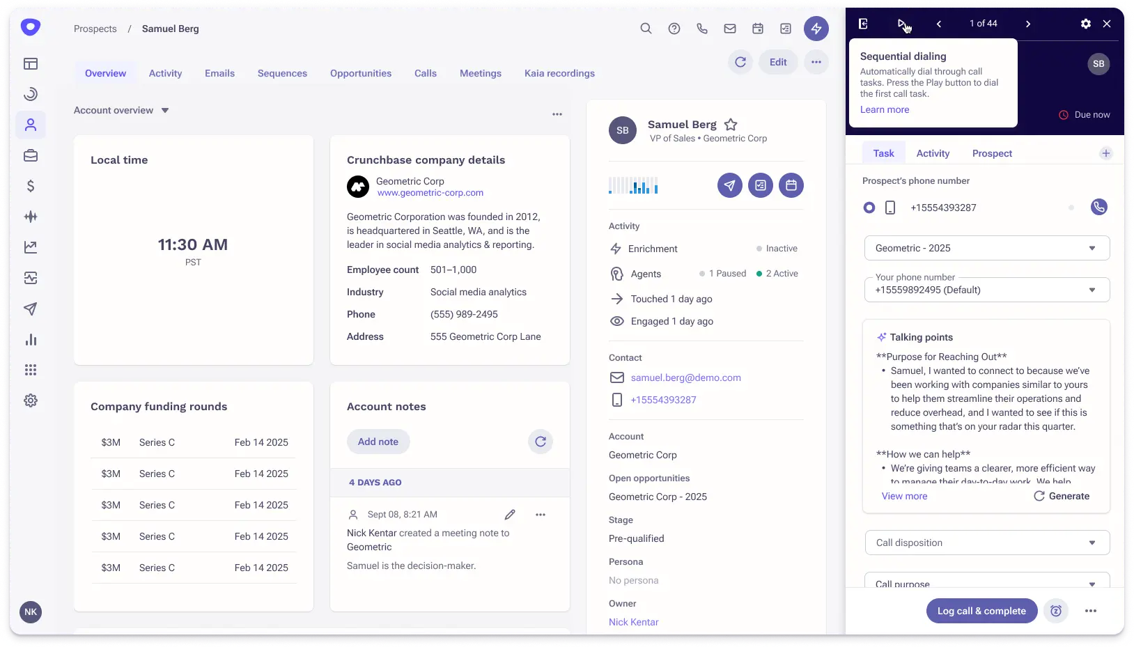 Automatically dial through call tasks with Outreach Sequential Dialing.