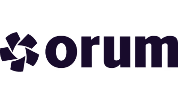 Orum company logo with stylized circular design on the left