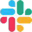 Slack logo with four rounded bars forming an octothorpe symbol.