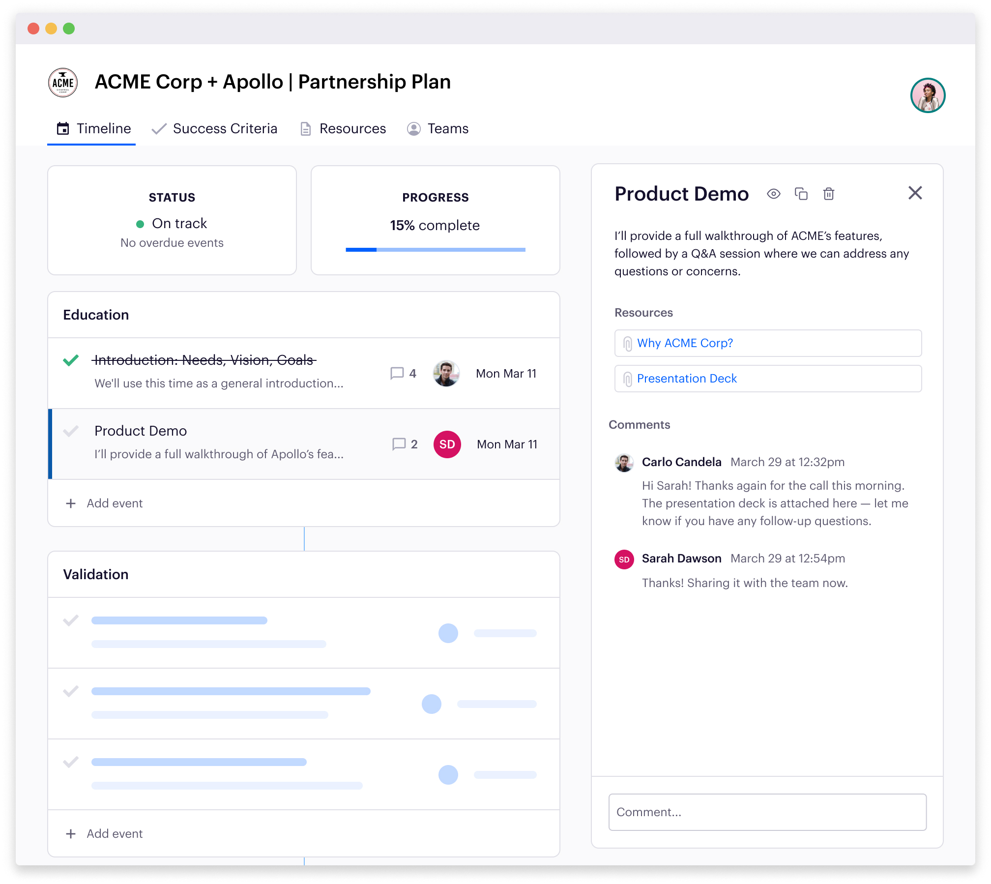 Success Plans Timeline
