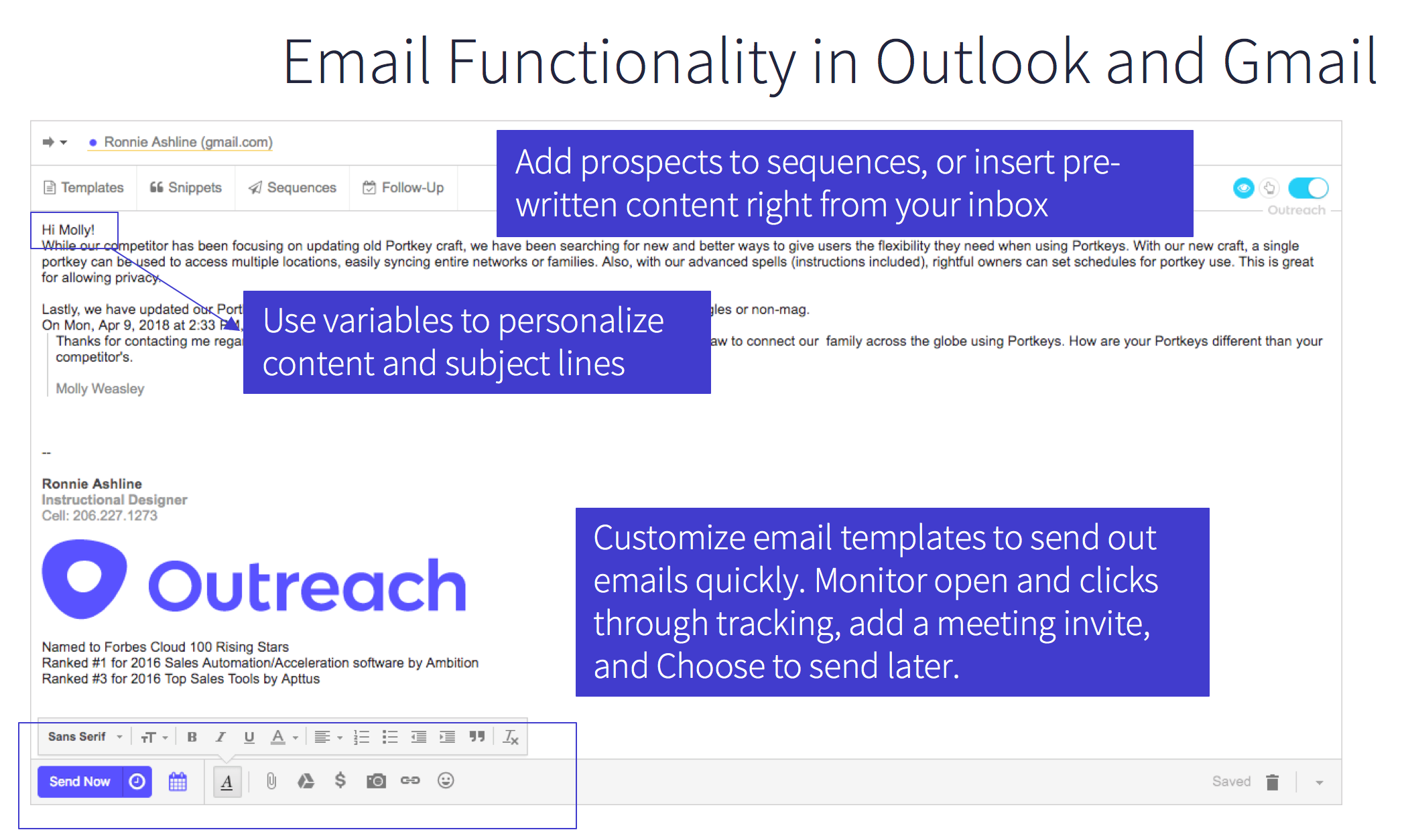 Email Funtionality Outlook Gmail