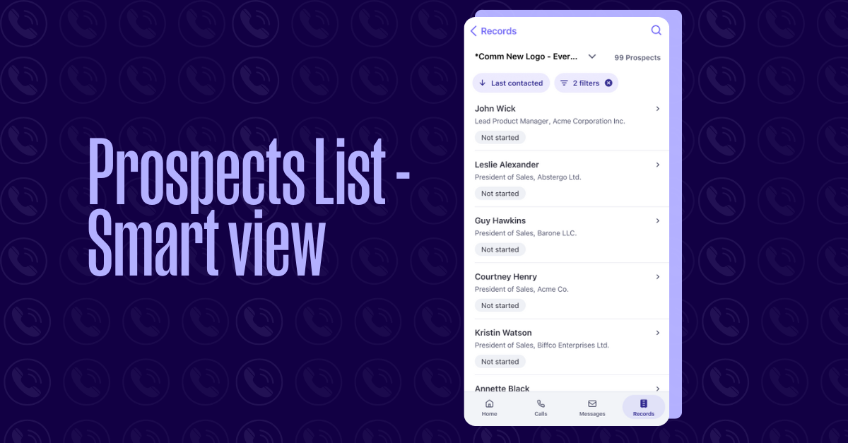 Prospects list smart view