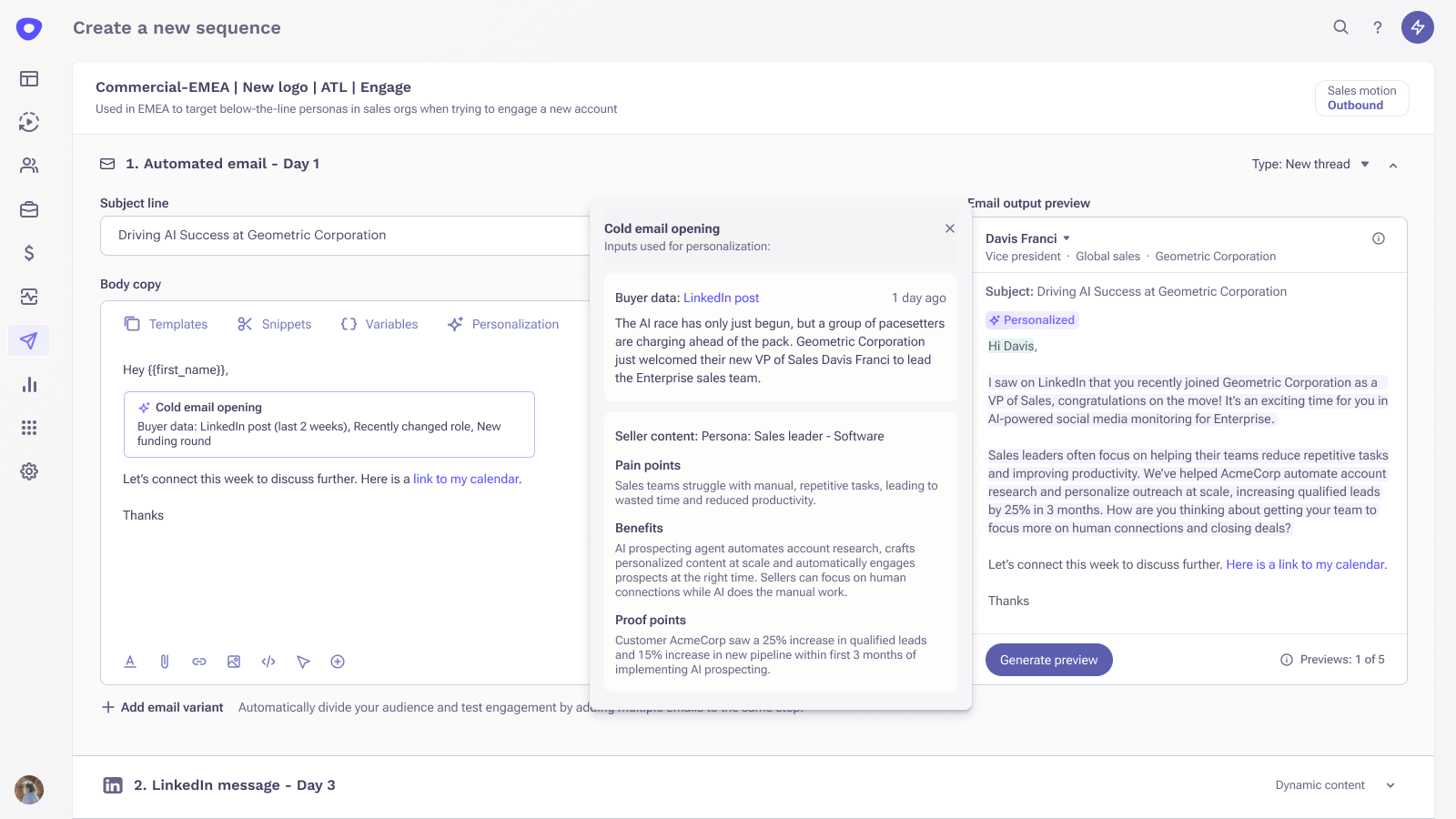 10 Create sequence Personalization added