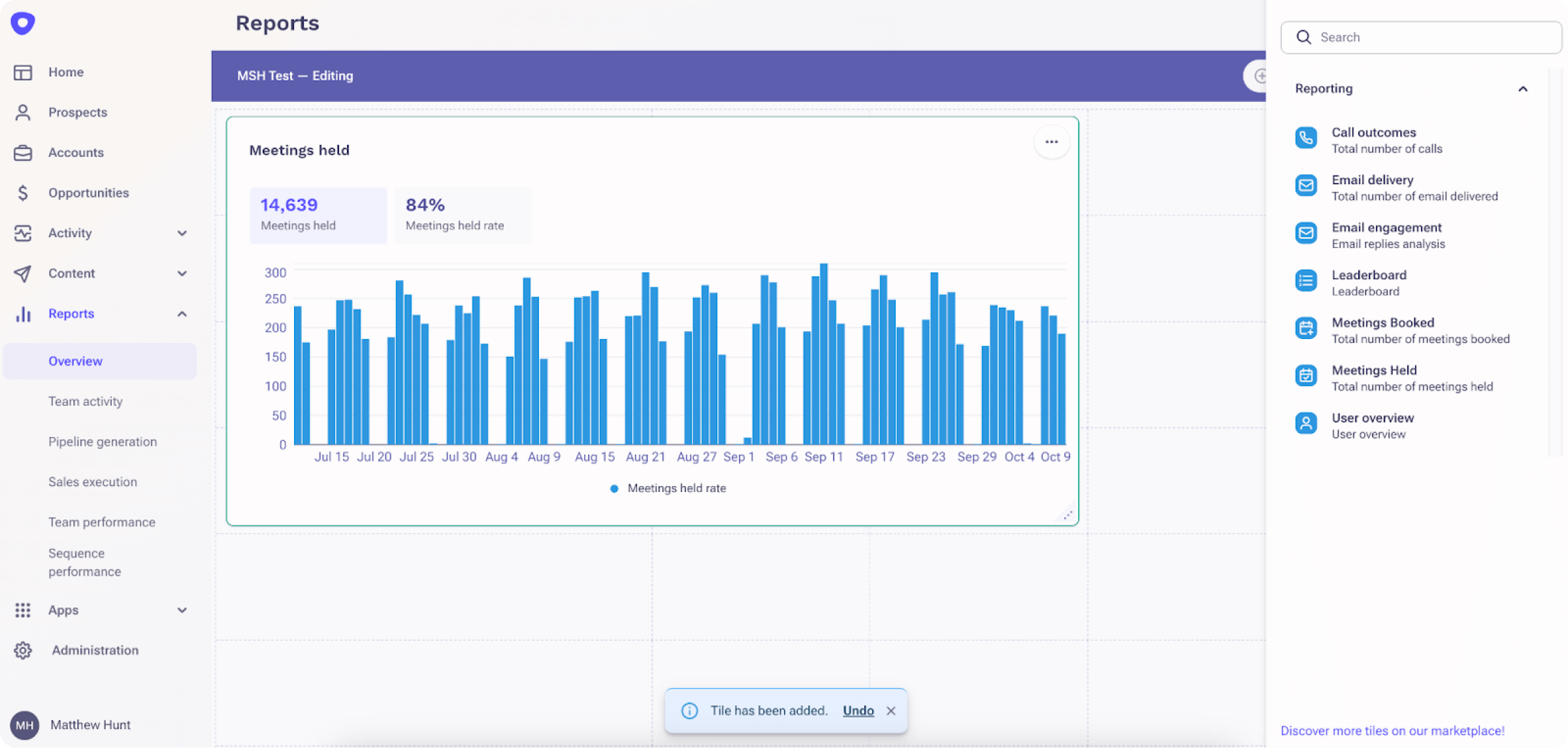Custom reporting outreach