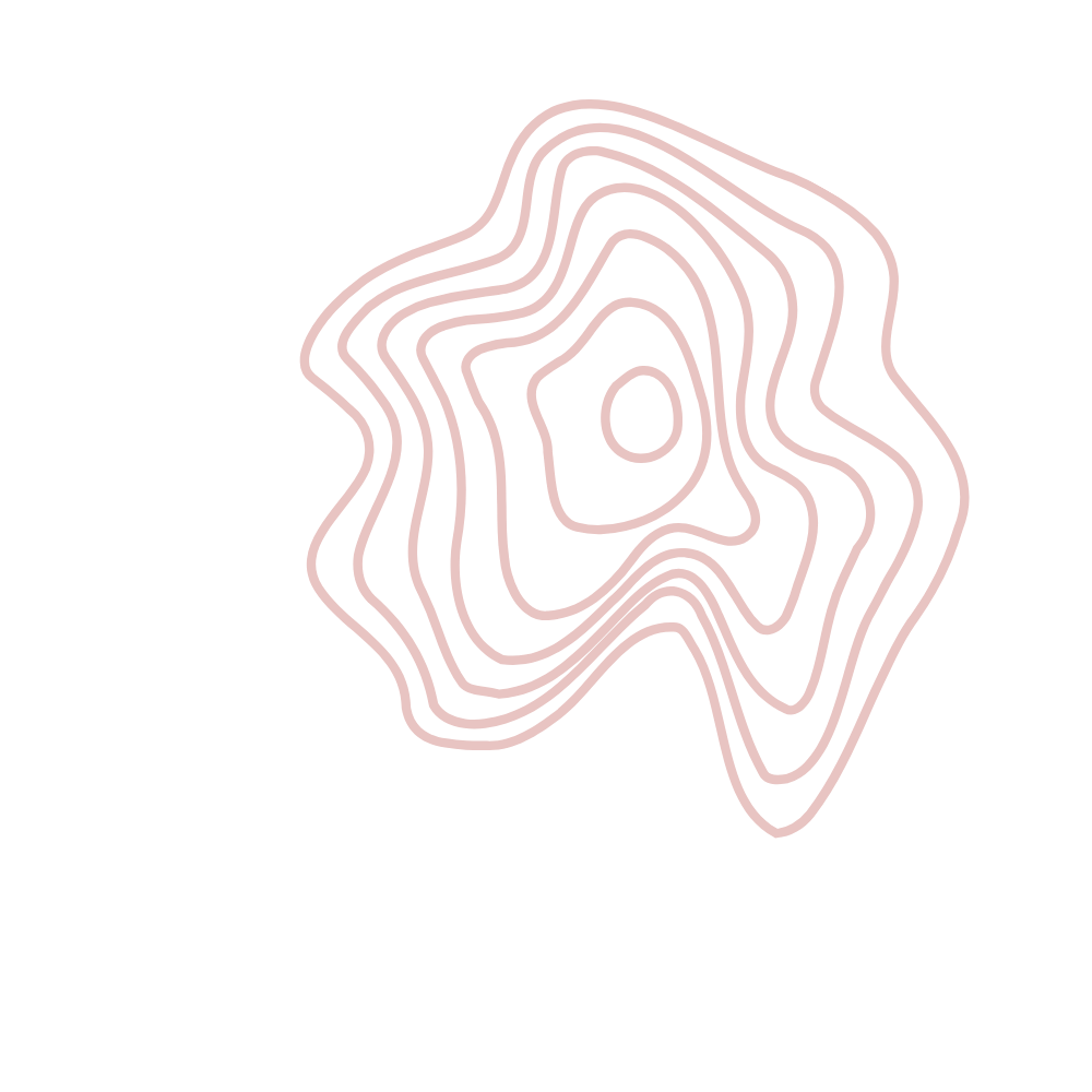 Abstract organic shape formed by overlapping pink curved contour lines on black background.