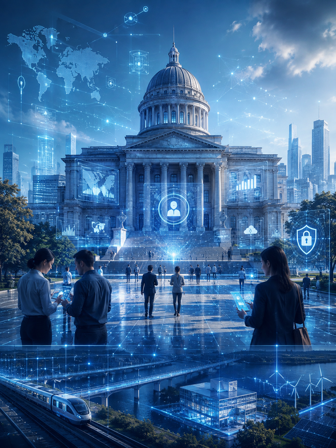 Government building columns for public sector marketing