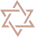 Two overlapping six-pointed stars in brown and light pink colors on a white background.