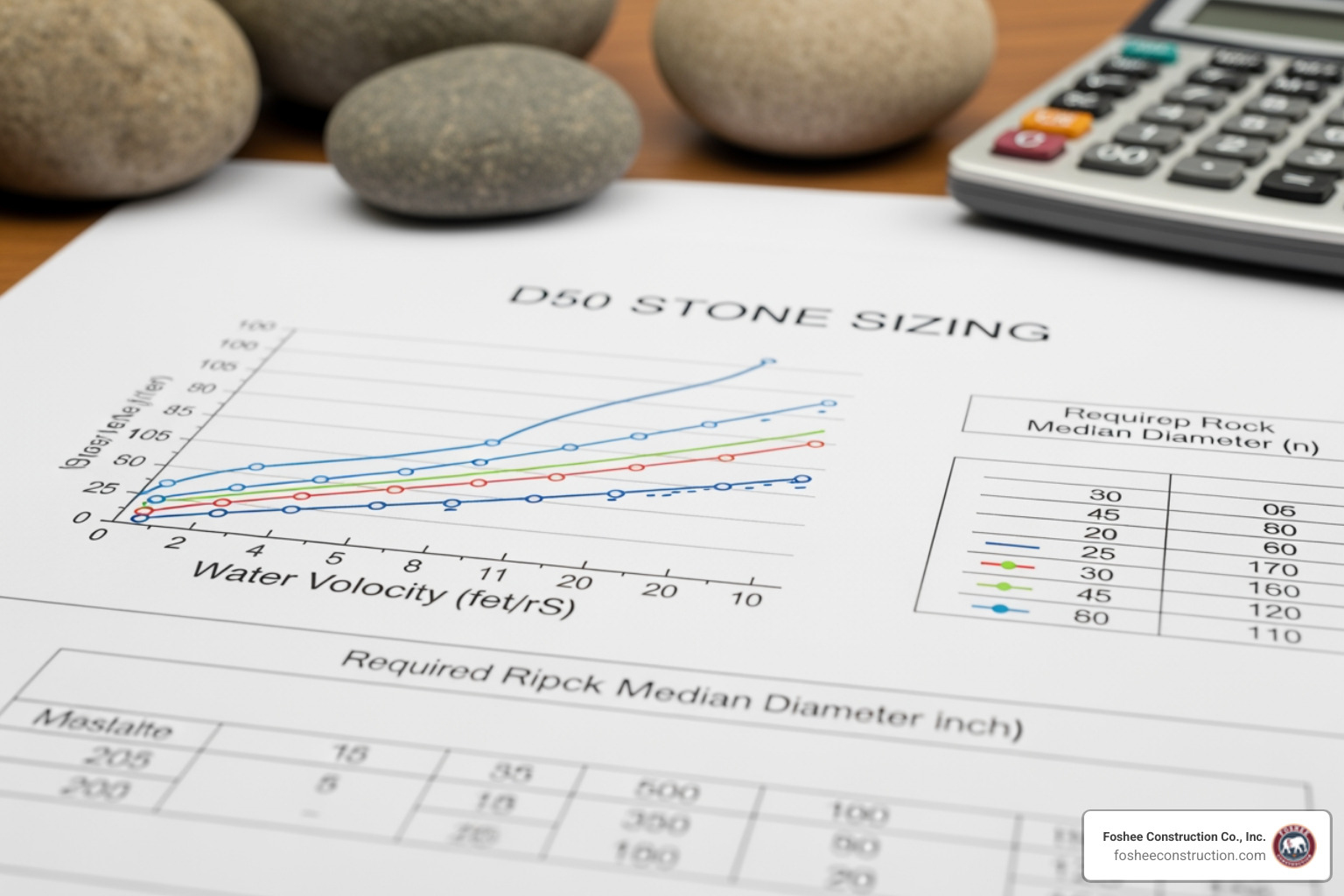 d50 stone sizing chart showing relationship between water velocity and required rock diameter - erosion control rip rap d50 stone sizing chart showing relationship between water velocity and required rock diameter - erosion control rip rap
