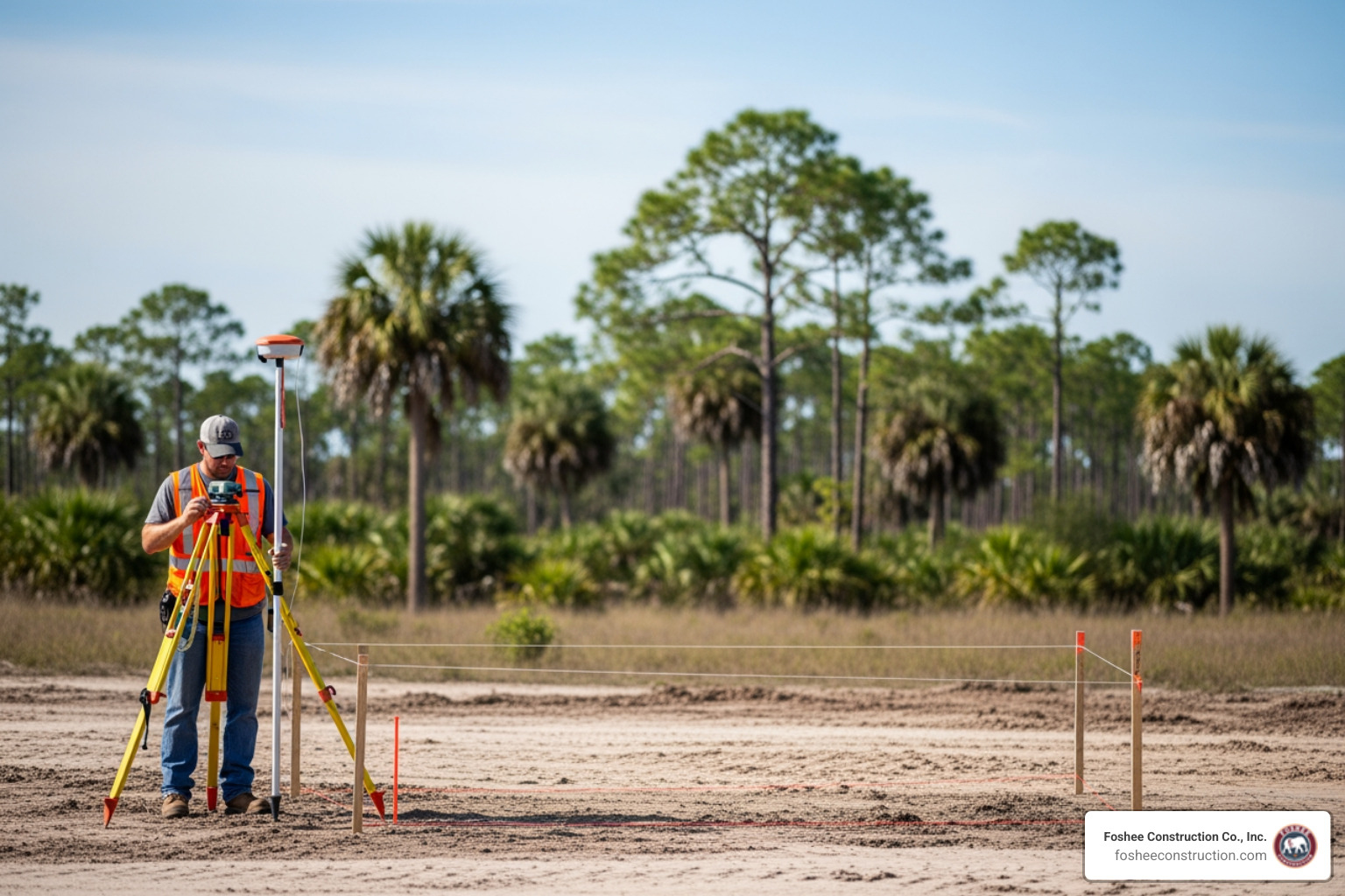 surveyor marking property boundaries and easements - land clearing and site preparation