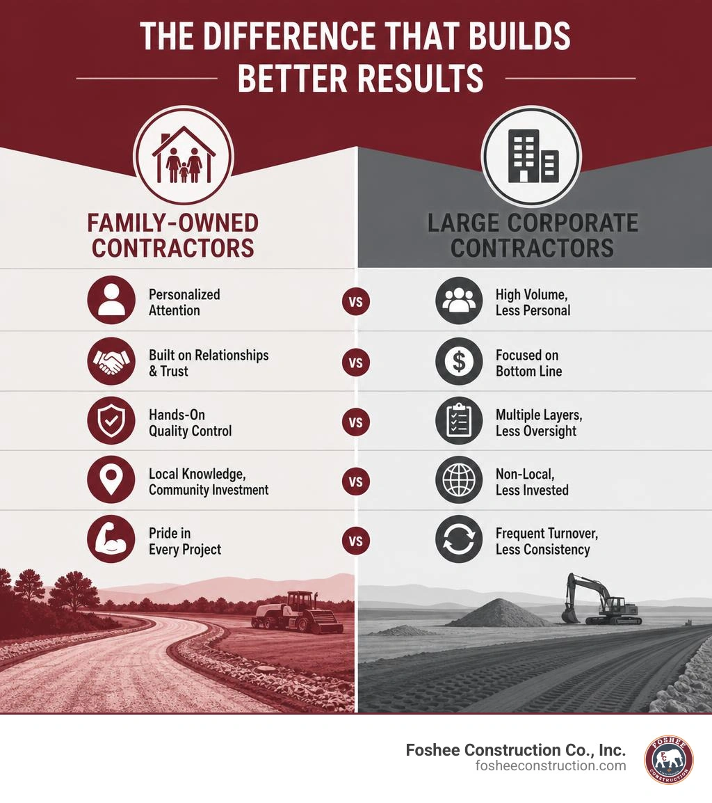 Comparison of family-owned contractors and large corporate contractors