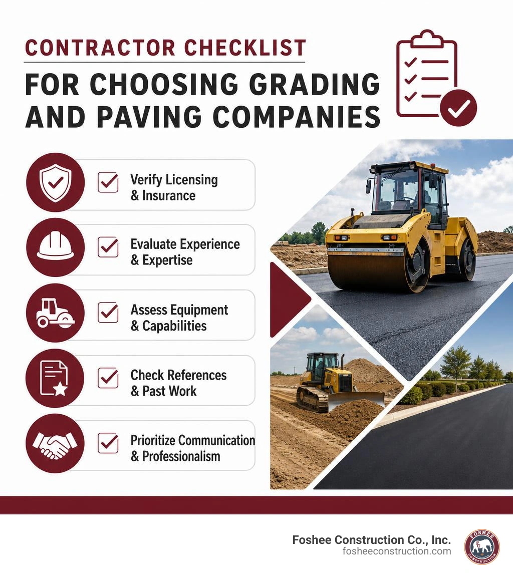 contractor checklist for choosing grading and paving companies infographic