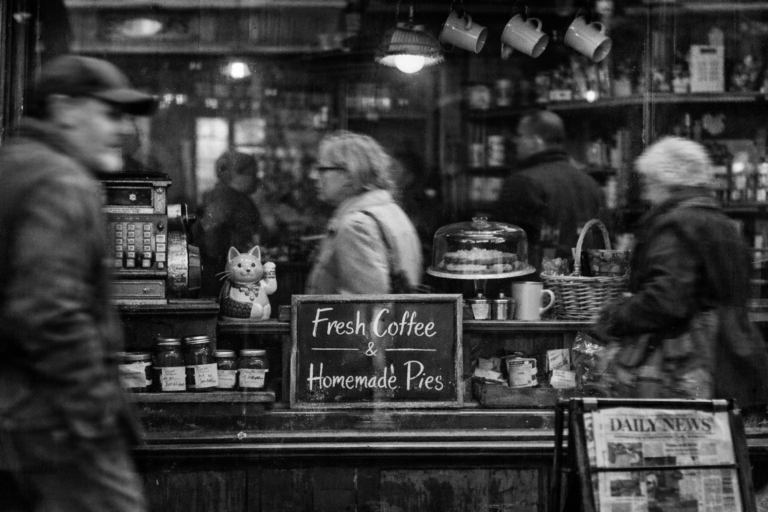 Local business storefront window display for Google Business Profile optimization