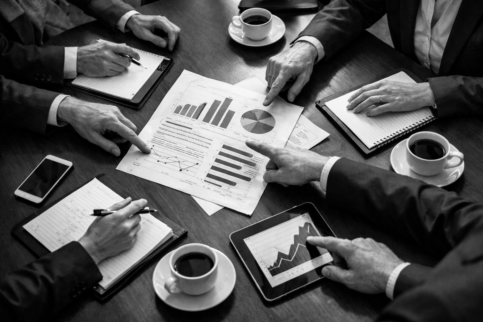 Team collaboration on strategic social media content planning and sales funnel