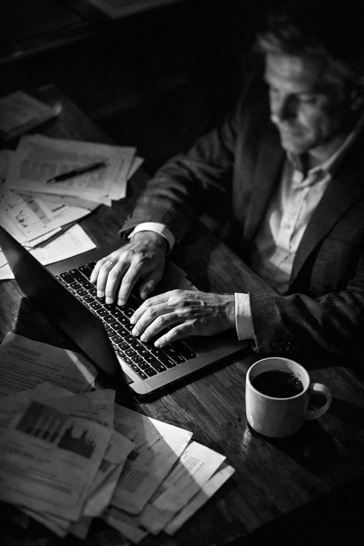 Small business owner working late on SEO strategy and professional digital marketing efforts