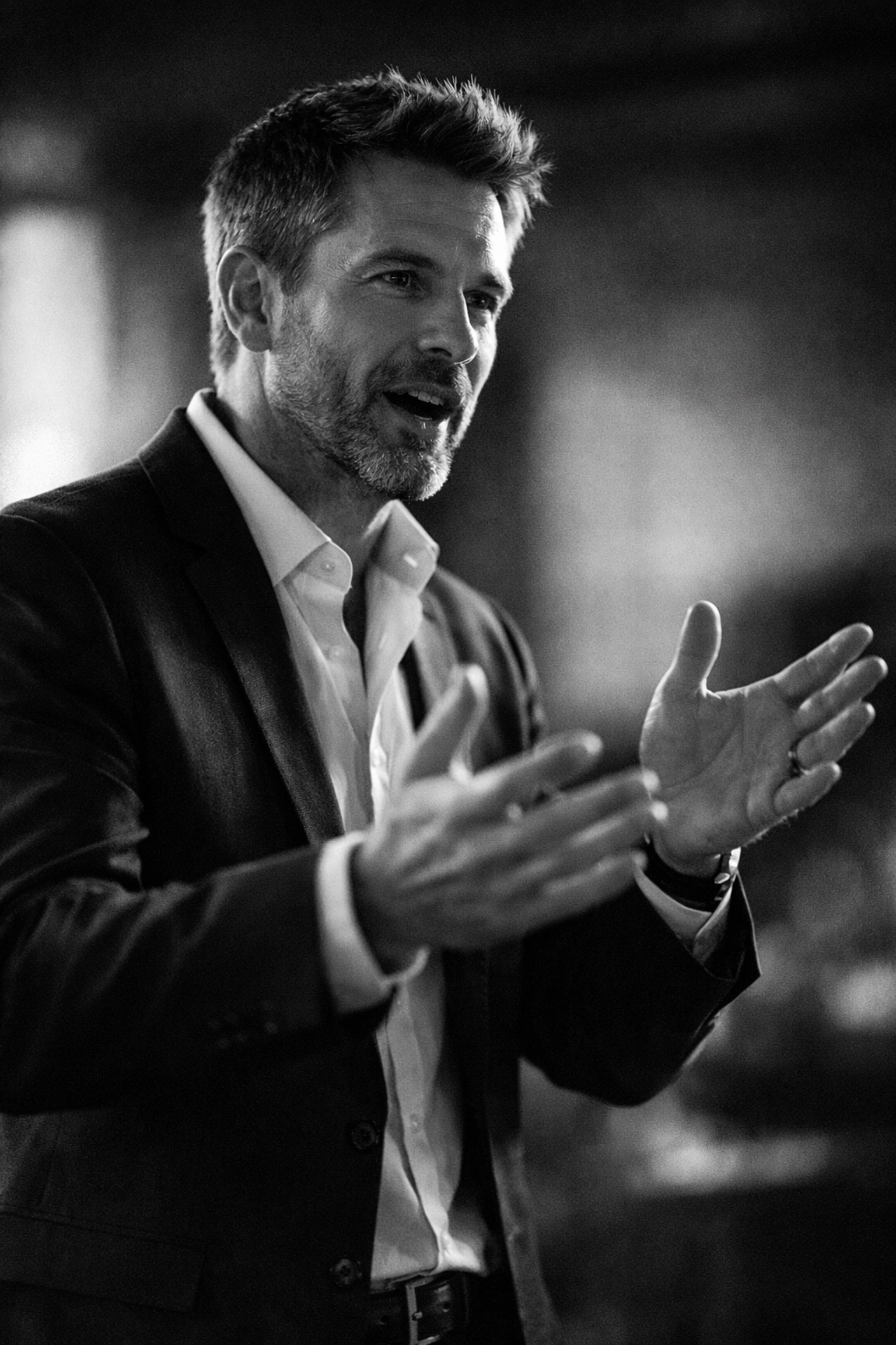 Business professional presenting strategic storytelling approach for brand marketing