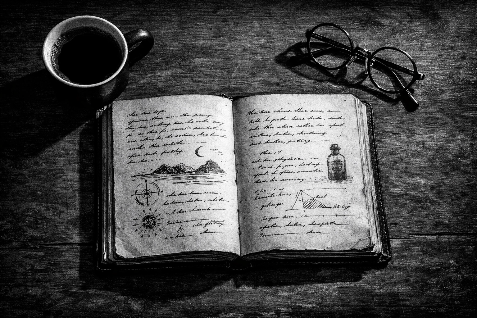 Handwritten marketing notes and personal touch versus automated digital business strategy