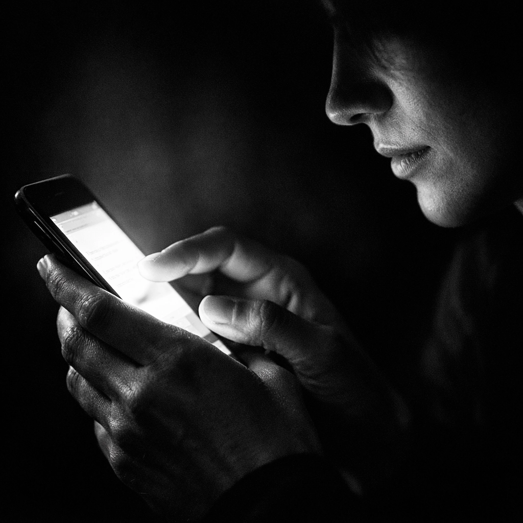 Hands holding smartphone showing social media engagement and brand connection