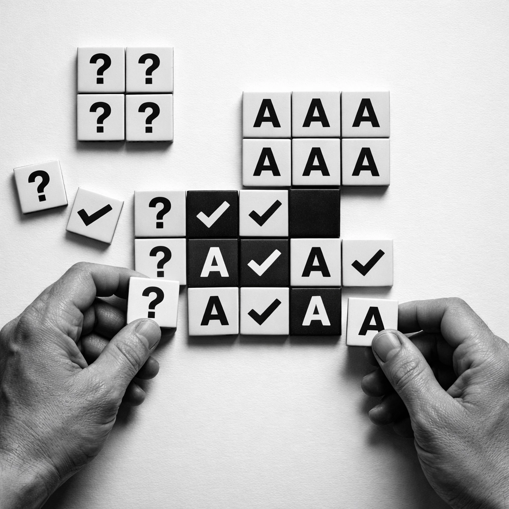 Structured content blocks arranged to show AEO content organization strategy