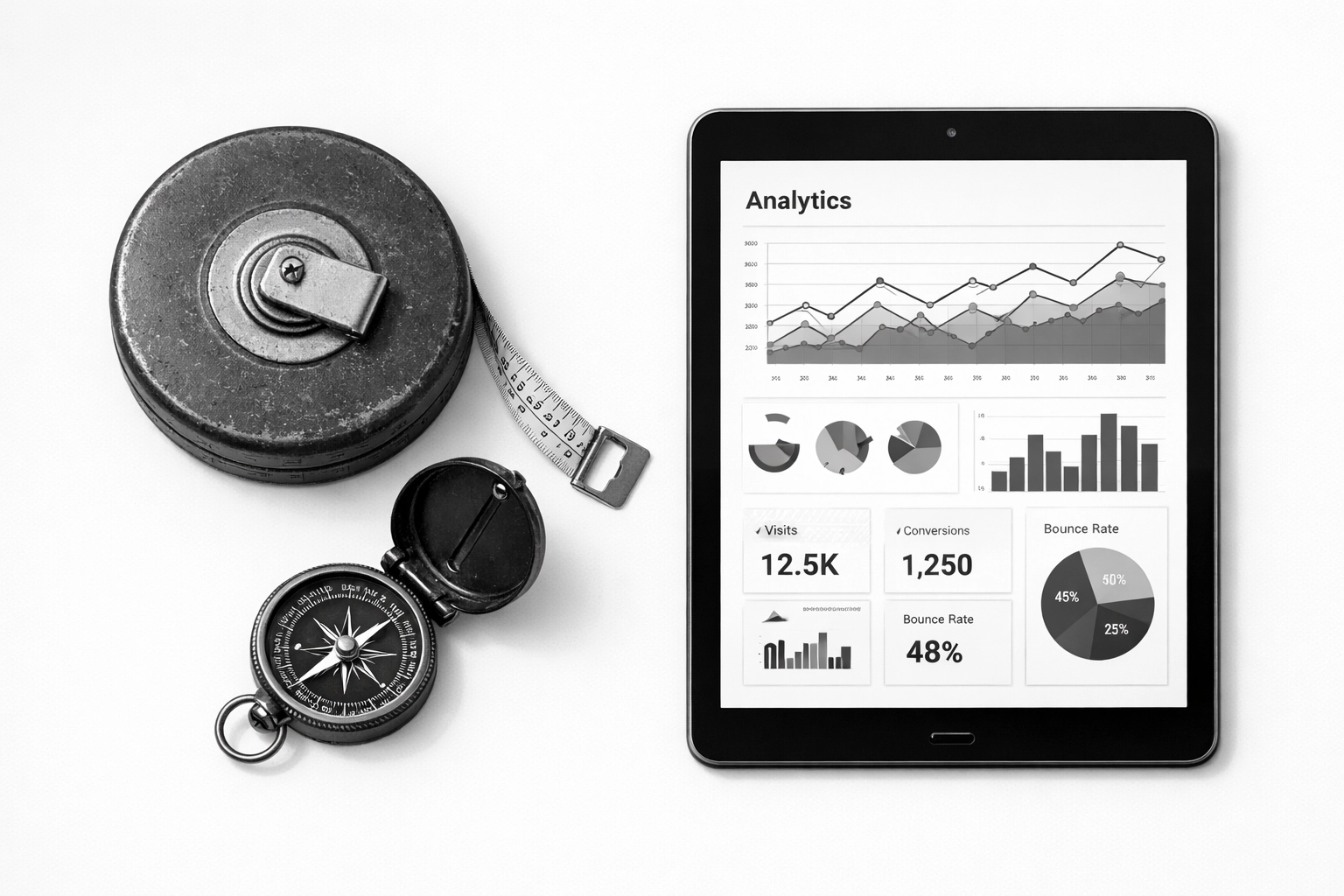 Marketing measurement tools showing analytics and ROI metrics for strategic campaigns