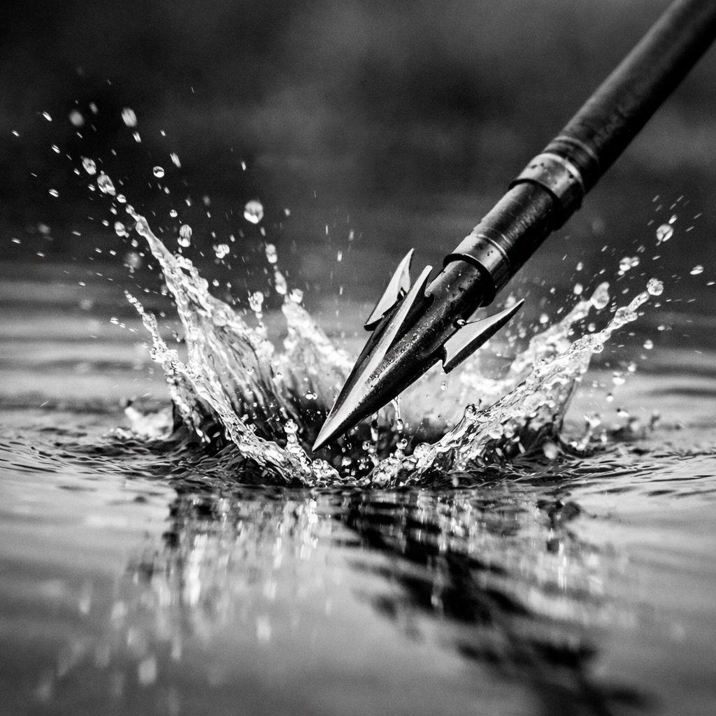 Fishing spear piercing water symbolizing targeted marketing strategy winning market share