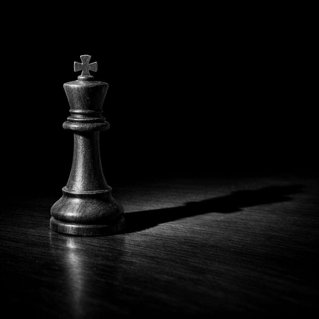 A single chess king piece symbolizing strategic leadership and business growth in a shifting market.