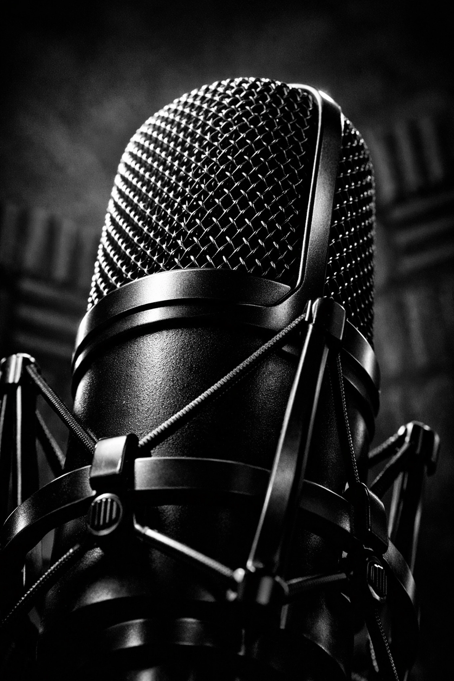 Close-up of a studio microphone, representing the power of podcasting for building brand authority.